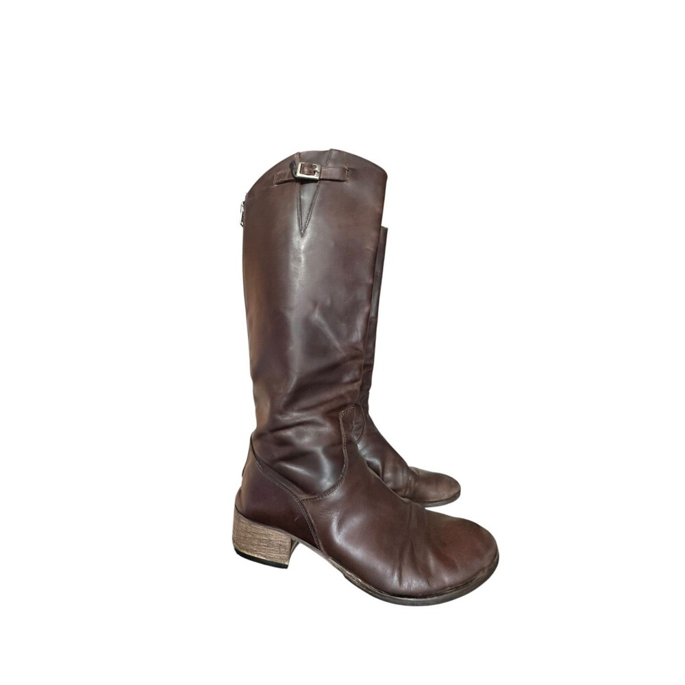 Vintage Charles David Knee High Zip Brown Leather Riding Boots Sz 10 Women Italy